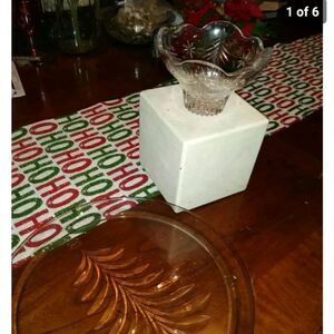Vintage Indiana Glass 13 Inch Christmas Tree Platter & Matching Mikasa Nut Bowl